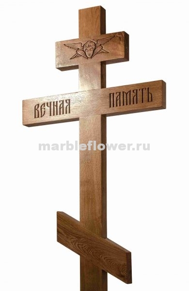 12 Крест намогильный дубовый светлый Серафим