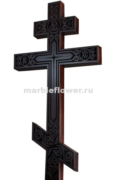 32 Крест намогильный дубовый тёмный Узоры