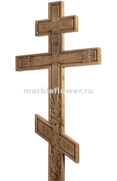 16 Крест намогильный дубовый светлый Дубовый лист