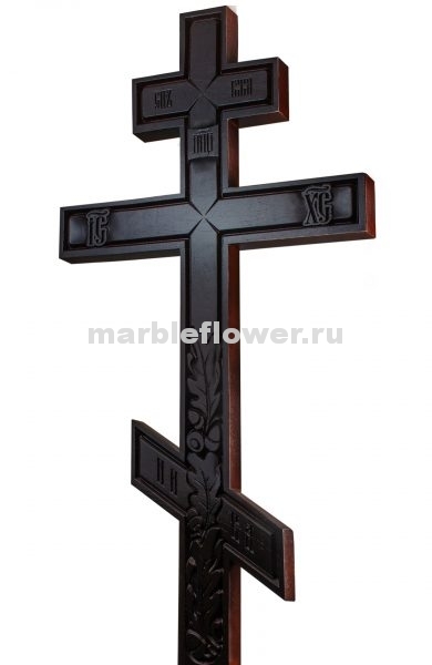 33 Крест намогильный дубовый тёмный Дубовый лист