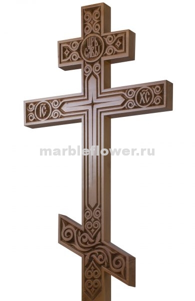 Крест намогильный сосновый светлый Узоры