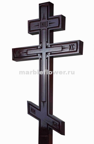 25 Крест намогильный сосновый тёмный Лучи