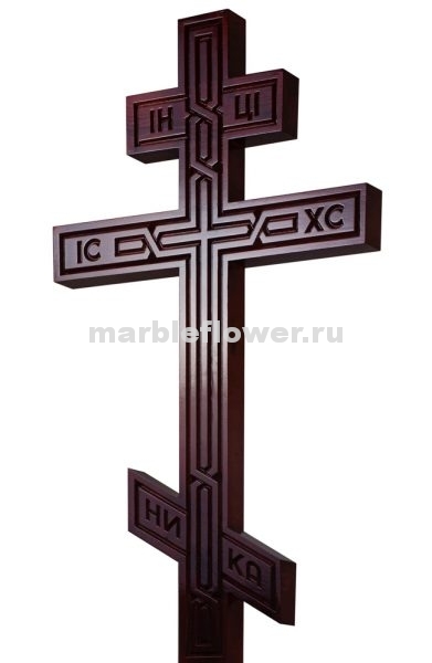 Крест намогильный сосновый тёмный Плетеный