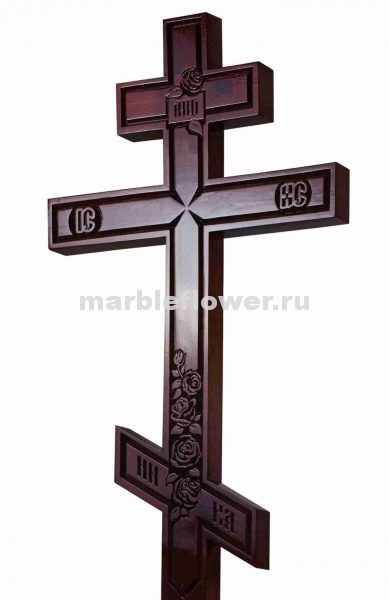 28 Крест намогильный сосновый тёмный Цветы